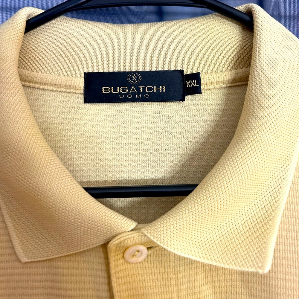 Bugatchi Men’s XXL Light Yellow Polo Shirt.